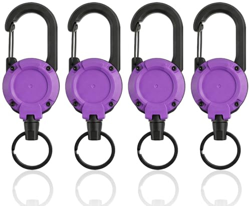 4 Pcs Heavy Duty Retractable Keychain Heavy Duty Retractable Lanyard, Purpl