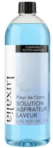 Solution Aspirateur Laveur Fleur de Coton - Compatible Toutes Marques - Nettoyant Sol/Detergent pour Robot Aspirateur Laveur - Nettoie, Parfume, Désodorise, Séchage Rapide - 1 Litre - LUXALIA