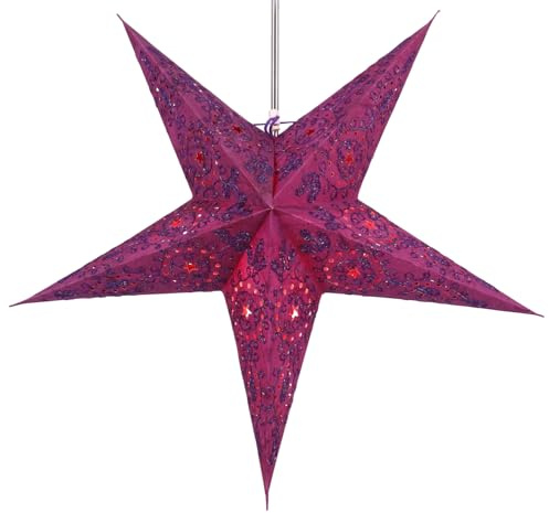 Faltbarer Advents Papierstern, 60 cm, hochwertig, Alegra | Handgefertigter Papierstern mit Silberbronze, stimmungsvolle Deko, TÜV geprüft, einfache Montage.