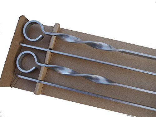 Barbecue Skewers - Long Blade Type. 70cm x 1cm x 3mm thick. Heavy Duty. Stainless Steel. Pk 4. Shashlik. Kebab. BBQ