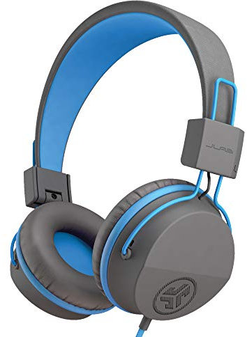 JLab JBuddies Studio Casque Audio avec Fil pour Enfants, Casque Câblé Filaire Supra-Auriculaire pour Jeunes Oreilles avec Limiteur de Volume, Isolation Sonore et Micro (Bleu)