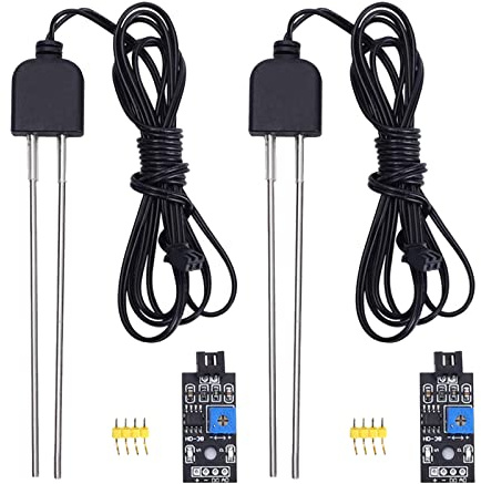 2 Sets Resistive Soil Moisture Meter, Icstation Soil Hygrometer Sensor Test Kit with Corrosion Resistant Probe, Digital Analog Signal Output for Arduino Garden Plant Care Automatic Watering System