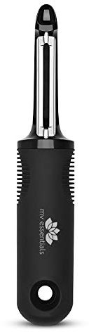Potato Peeler by MV Essentials - Vegetable Peeler - Julienne - Black None Slip Grip Handle - Sharp Stainless Steel Blades with Safe Swivel Cutters - Kitchen Utensils Gadgets - Potatoes Veg Peelers