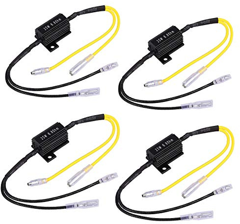 Justech 4PCS 12V 25W Motorcycle LED Flasher LED Load Resistor Turn Signal Indicator Resistor Adaptor Universal for Motorcycle Motorbike Scooter Quad Off Road