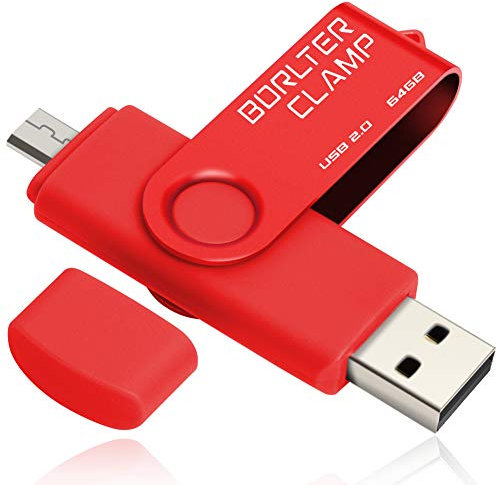 64GB Memoria USB de Puerto Micro USB, Unidad Flash USB de Doble Puerto, OTG Memory Stick Pendrive para Smartphones, Tabletas y Computadoras (Rojo)