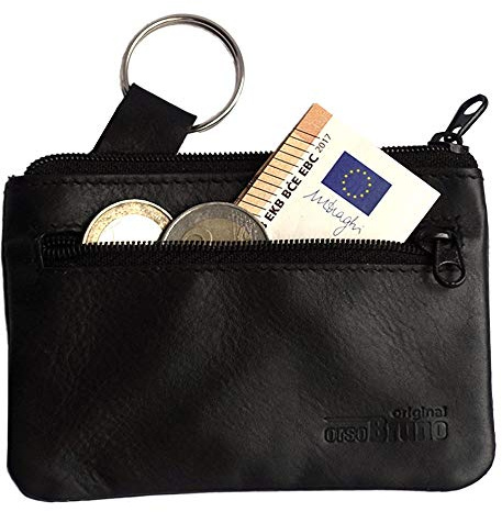 Schlüsseltasche Leder klein mit Münzfach Geldfach Schlüsseletui klein für Damen und Herren Schlüsselmäppchen Echt-Leder