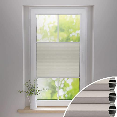 Gardinen21 Thermo Wabenplissee zum Kleben | Waben Plissee im Wunschmaß | Maßgefertigt für Türen & Fenster | Sonnenschutz, Sichtschutz, Schallschutz, 100% Verdunkelung