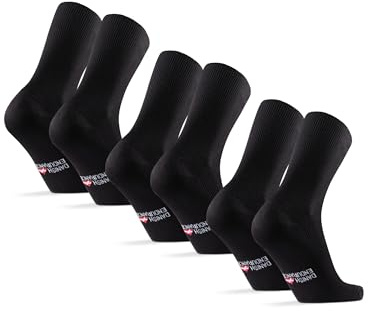 DANISH ENDURANCE 3-Pack Bambustrumpor med Lös Resår, Bred & Mjuk Mudd, för Dam & Herr, Svart, 43-47