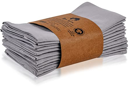 mon bijou® Set 6 Tovaglioli di Stoffa Grigio Chiaro 45x45 cm – 100% Cotone Biologico Certificato GOTS – Lavabili Riutilizzabili Sostenibili – Ideali per Natale Pasqua Cucina Tavola Festiva