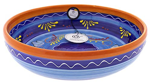 CERÁMICA RAMBLEÑA | Ensaladera cerámica | Ensaladeras originales | Ensaladeras decoración Naranja - Modelo 23 | Decoración 100% hecho a mano | 27x27x7 cm