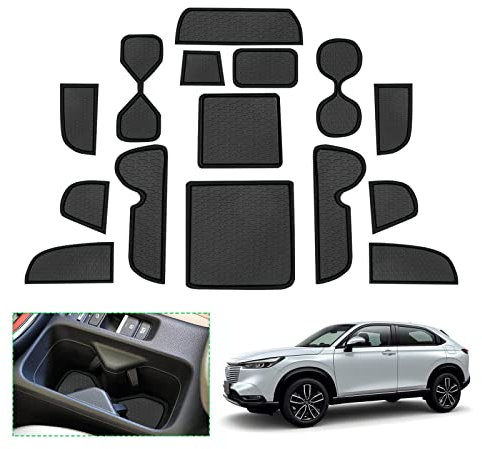 GAFAT Antirutschmatten für Honda HR-V 2022-2025, Getränkehalter, Aufbewahrungsbox, Türnaht, Zubehör (Schwarz)