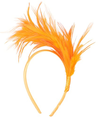 NOLITOY Feder-Fascinator-Stirnbänder, Halloween-Feder, Plume, Stirnband, Cosplay, Kopfschmuck für Abschlussball, Party, Haarschmuck (orange)