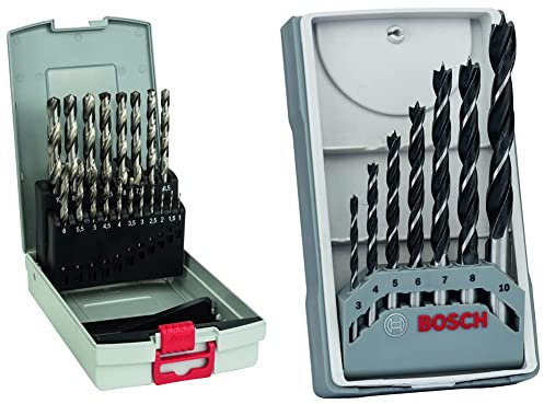 Bosch Professional Set di punte per metallo HSS-G ProBox (per acciaio, Ø 1-10 mm, accessori trapano avvitatore e a colonna) & Professional per legno Brad Point