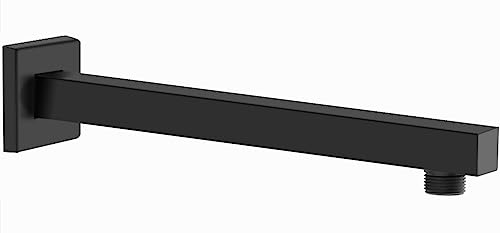Drenky Brausearm Schwarz,Duscharm 40 cm Wandarm Dusche Edelstahl A2 V2A Brausearm Quadratisch für Kopfbrause Verlängerungsarm für Regenduschkopf,Schwarze Lackierung