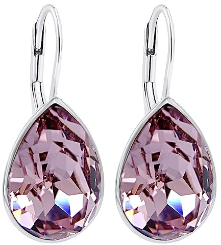 925 Sterling Silber Ohrringe Marken-Kristalle Lila hypoallergen Braut Brautjungfern Nobel Schmuck