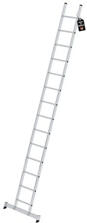 PROREGAL Sprossen-Anlegeleiter mit nivello®-Traverse | 14-Sprossen | Leiter, Teleskopleiter, Trittleiter, Bockleiter, Sprossen-Doppelleiter