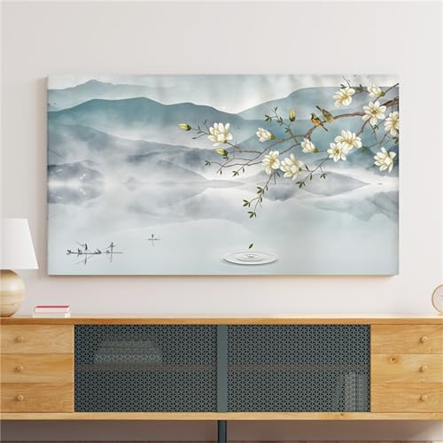 Treer TV Housse Anti-Poussière, Housses de Télévision en Tissu Élastique Couverture de Télévision Protection Housse d'Écran Protection for 22 à 75 Pouces (55 pouces,Peinture à l'encre 3)
