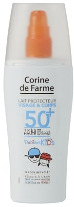 Corine de Farme - Lait Protecteur Babies & Kids SPF50+ Bébé & Enfant - Très Haute Protection UVA & UVB - au Monoï de Tahiti - Sans Parfum - 150 ml