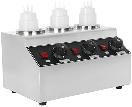 Jolre Pot à beurre/Chauffe-sauce, chauffe-chocolat, chauffe-sauce pour 3 bouteilles, température réglable de 30 à 85 °C, avec 3 flacons à presser.