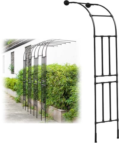 Metall Rosenbogen Garten Halbbogen Rankhilfe Rankgitter Torbogen Für Kletterpflanzen Stahlrahmen Halb-rosenbogen Witterungsbeständig(Black,220X240X45cm)