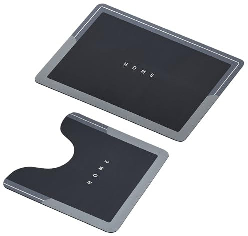 Taylor & Brown 2-Piece Non-Slip Bath & Toilet Mat | Bath Shower Floor Mat Set | Water Absorbent & Quick Drying to Keep Bathroom & Home Hygienic & Clean (Grey)