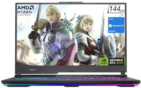 ASUS ROG Strix G17 Gaming Laptop, 43.9 cm FHD 1920 * 1080 144Hz, AMD Ryzen 9 7845HX, GeForce RTX 4070, 32GB DDR5 RAM, 1TB PCIe M.2 SSD, Wi-Fi 6, teclado retroiluminado RGB, Windows 11 Home, negro