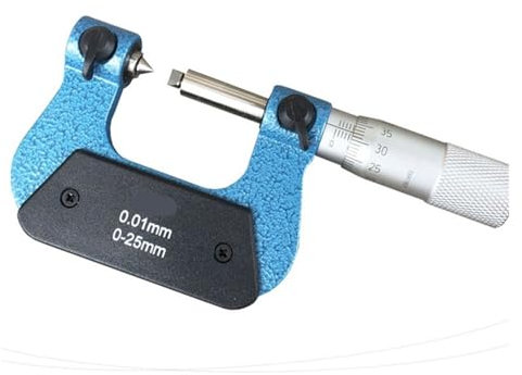 DAISHUJIE Digitale Bügelmessschraube 0-25 mm/25-50 mm/50-75 mm/75-100 mm Gewindemikrometer Gewindemikrometer Messschieber Einschließlich Messambosse(0-25mm)
