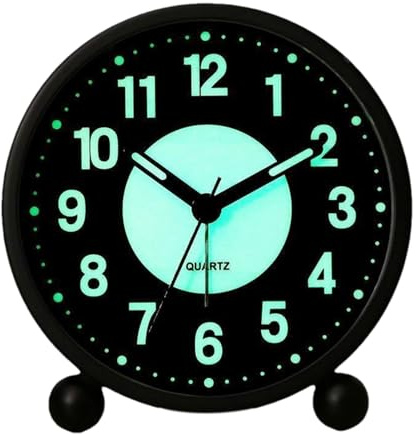 Despertador | Alarma con Esfera Retro | Reloj de mesita de Noche Moderno, Despertador Simple Despertador sin tictac Reloj de Campana Doble Despertador Dormitorio Reloj de salón Despertador