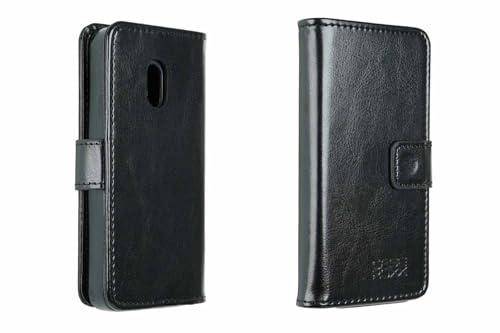 caseroxx Bookstyle Handytasche für Nokia 235 4G (2024) / 215 4G (2024) / 220 4G (2024) in schwarz – Klapphülle mit Kreditkartenfächern, Magnetverschluss, Standfunktion & Rundumschutz