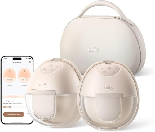 eufy S1 Pro Tiralatte Portatile con Riscaldamento, Compatto a Mani Libere con HeatFlow Avanzata, Base di Ricarica Wireless, OptiRhythm Controllato da App, Aspirazione Clinica, Per il Reggiseno