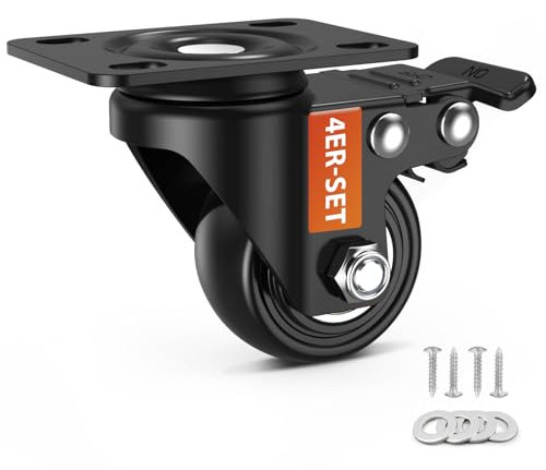 Deutnart Schwerlastrollen, 50 mm Robuste Möbelrollen, Rollen für Möbel Tragfähigkeit von 300 kg, Geräuscharme Lenkrollen mit Oberer Platte für Wagen Möbel Werkbänke Paletten - 4er Rollen Schwerlast