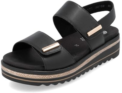 Remonte Damen D0Q59 Keilsandaletten, Schwarz, 38 EU
