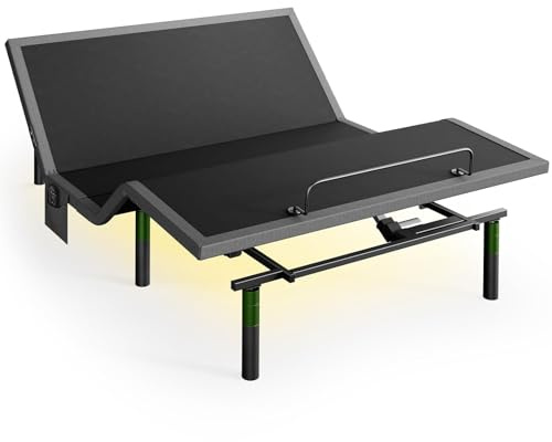Marsail MS01 Queen Adjustable Bed Base Frame, 4 Ports USB A&C Adjustable Bed Base with Under-Bed Nightlight, 3 Minutes Fast Assembly, Wireless Remote Control Adjustable Bed
