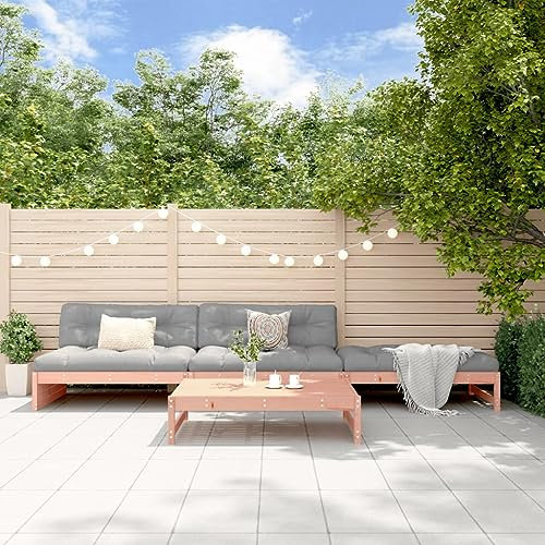 KATERYY 4-TLG. Garten-Lounge-Set mit Kissen Massivholz Douglasie,Garten LoungeSet aus Douglasienholz mit LattenDesign und weichen Kissen für Garten, Terrasse oder Balkon