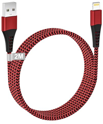 Cavo iPhone 2M, Cavo Lightning USB Certificato Apple MFi Cavetto Ricarica iPhone Cavetto i Phone Filo USB Lightning Nylon Filo Caricabatterie per i Phone 14 13 12 11 XS XR X 8 7 6 SE