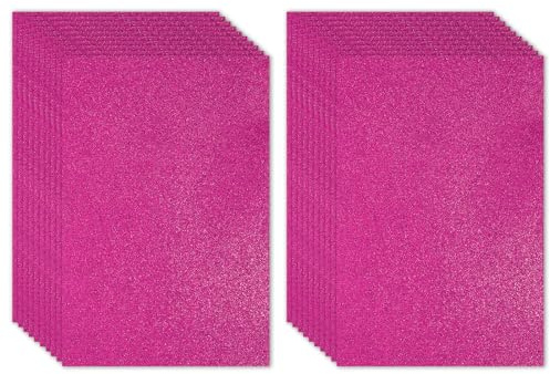 PATIKIL Fuchsia Glänsande EVA-glitter skumark 40 x 30 cm 2 mm tjock med baksida självhäftande glitter EVA glitterfilt för hantverk gör-det-själv-projekt, 20 st