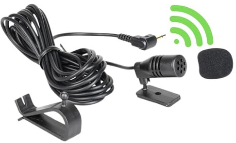 Microfono esterno 3,5 mm compatibile Sony Boss JVC Kenwood Jensen Alpine per veicolo unità principale, DVD, GPS, Bluetooth, radio stereo, 3 m, plug and play