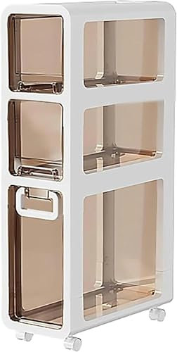 MEWVABKW Lagerschrank, stapelbare Lagerschubladen, Kleiner Lagerschrank-Organizer, schmaler Toilettenpapier-Aufbewahrungsschrank mit durchsichtigen Schubladen, seitlich freistehende Rolleinheit für