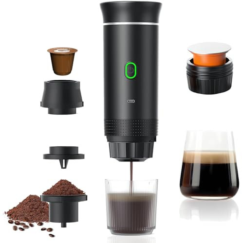 JORPETS Portable Electric Espresso Machine,3-in-1 Portable Coffee Maker with Self-Heating,USB-C Charger port,Coffee Maker With Ground Coffee & NS Capsule for RV, Camping, Hiking, Office