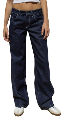 YCBMINGCAN Jean baggy pour femme - Jambes larges - En denim - Avec taille élastique - Pantalon stretch - Jambes larges - Coupe ample - Jambes droites - Taille haute - Élégant - Avec 4 poches, #3-bleu
