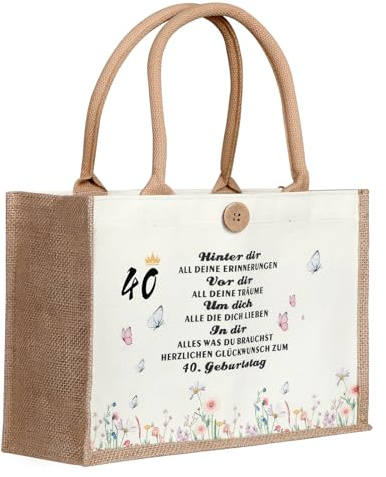 Geburtstagsgeschenk.Geburtstag für Frauen, Jutesack - nachhaltige Einkaufstasche, Geschenk für Damen, Mutter, Freundin, Kollegin