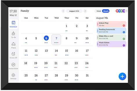 Fockety 10,1-Zoll-Digitalkalender mit Aufgabenübersicht, interaktiver WiFi-LCD-Touchscreen mit mobiler App intelligenter Familienplaner, elektronischer Kalender für den Schreibtisch