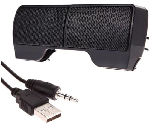 TOBBOMEY Haut-Parleur D’Ordinateur USB Clip Élégant, Son Haute Résolution, Alimentation USB, Compatible Pc Portable Et Bureau, Boîtier Compact Contrôle Volume Intégré, Couleur Noire