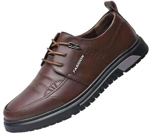 Scarpe in pelle da uomo, suola spessa, scarpe da uomo, business, scarpe da lavoro con lacci, scarpe da sposa, eleganti Oxford, ammortizzazione, scarpe casual tinta unita, classiche da uomo, marrone