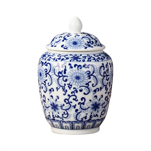 Sucrier hermétique avec couvercle, récipient vintage en porcelaine bleue et blanche pour comptoir de cuisine, bar et table à manger
