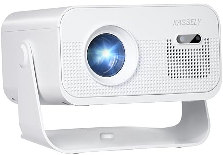 Portable 1080P Native HD Projector with WiFi 6 & Bluetooth 5.2 | 4K Support & Auto Keystone | Compatible with Smartphone, Laptop, TV Stick, PS5 | Built-in Speaker for Home Cinema, Camping (White)
