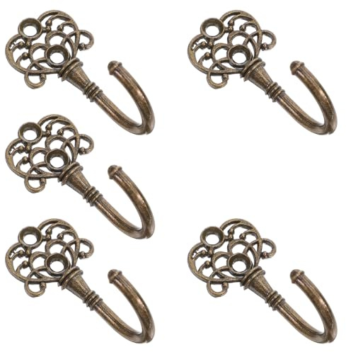 VICASKY Set 5 Ganci Appendini da Parete in Metallo Doppio Gancio, Appendiabiti Retrò in Lega di Zinco, Ganci Decorativi per Ingresso, Ufficio e Cucina, Organizzazione Salvaspazio