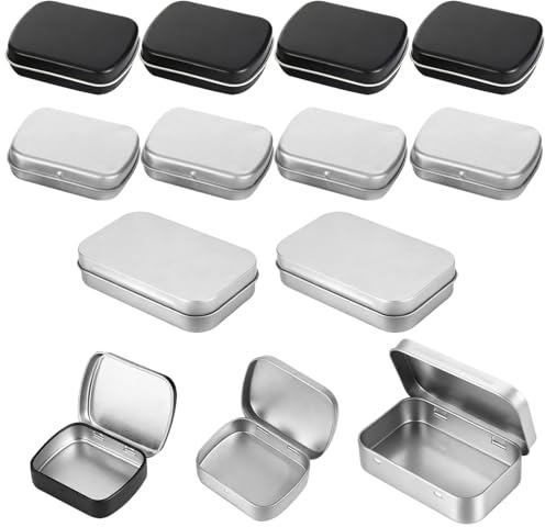 MENUY Juego de 10 cajas de metal pequeñas con tapa, pequeñas latas de metal con tapa, juego de cajas pequeñas para bricolaje, organizador para el hogar