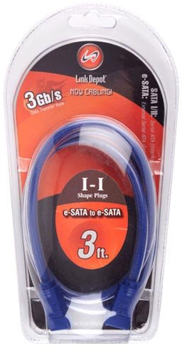 Link Depot Rounded eSATA to eSATA Cable (Blue, 3 Feet)