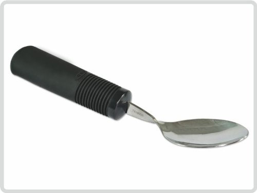 Saniversum UG Good Grips Esslöffel / Dessertlöffel, biegbar, 1 Stück, Schwarz, Stahl (Bowl) und Gummi (Handle)